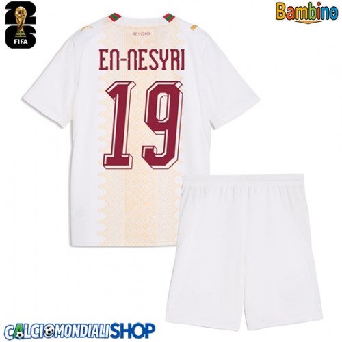 Maglie da calcio Marocco Youssef En-Nesyri #19 Seconda Maglia Bambino Mondiali 2026  Manica Corta (+ Pantaloni corti)